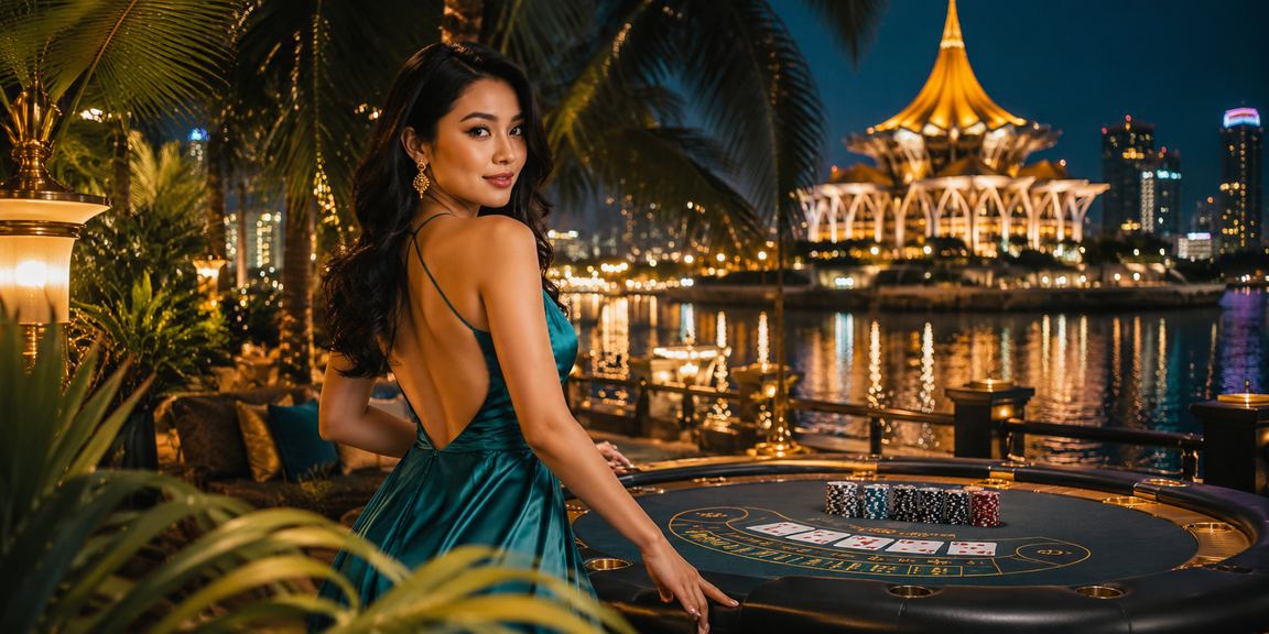 Pemain Kuching bermain Baccarat dalam suasana kasino meja tempatan